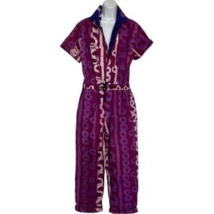 Studio 189 Purple Geometric Print Cotton Jumpsuit Size S